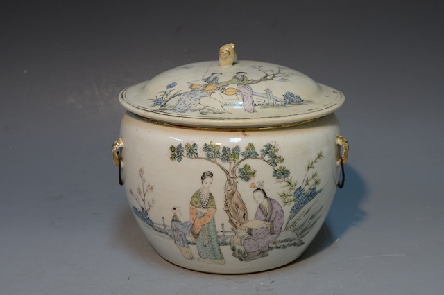 Handmaiden figure pastel lid jar